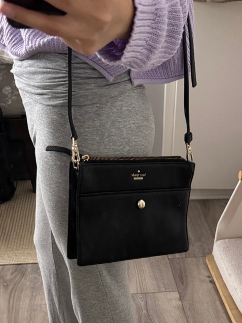 kate spade Black Pebbled Leather Crossbody with Gold Hardware - Picture 14 of 16